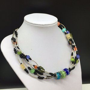 Chico's Jewelry - Chico’s Colorful Art Glass Beaded Necklace Blue + Chico's Jewelry - Chico’s Colorful Art Glass Beaded Necklace Blue +